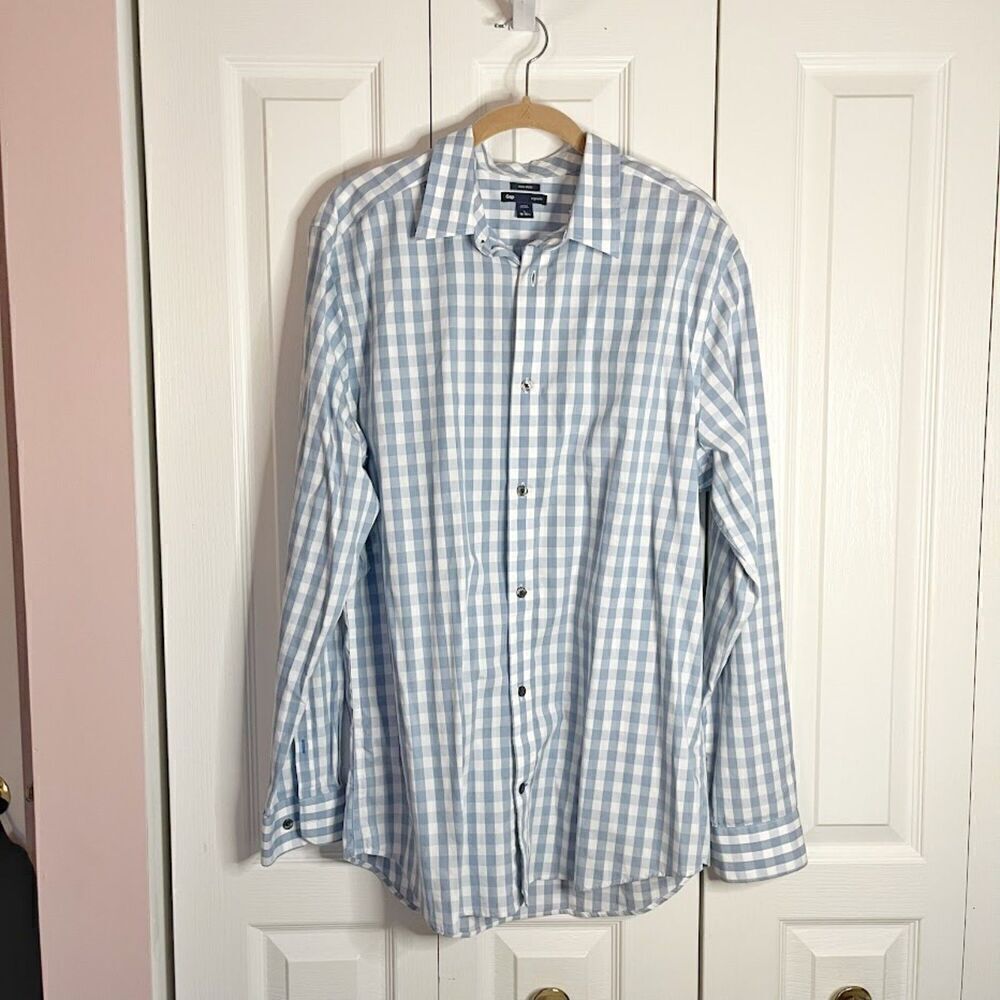 Gap Original Fit Plaid Checkered Gingham Non Iron Button Down Long Sleeve Shirt